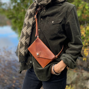 Leather Cross Body Bag- Whisky