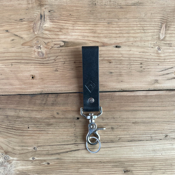 Black Clip Leather Keychain